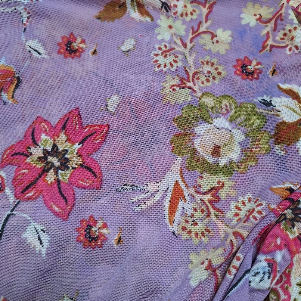 Free People Havana Blue Floral Print Sleeveless Surplice Top - Small - Picture 12 of 15